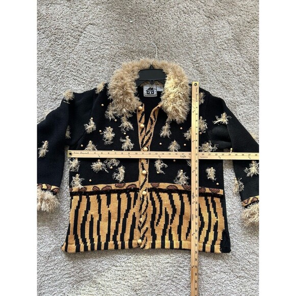 Storybook Kruts Wildlife Expressions Sweater Women’s 1X Black Brown Fringe Jacke - Picture 9 of 10